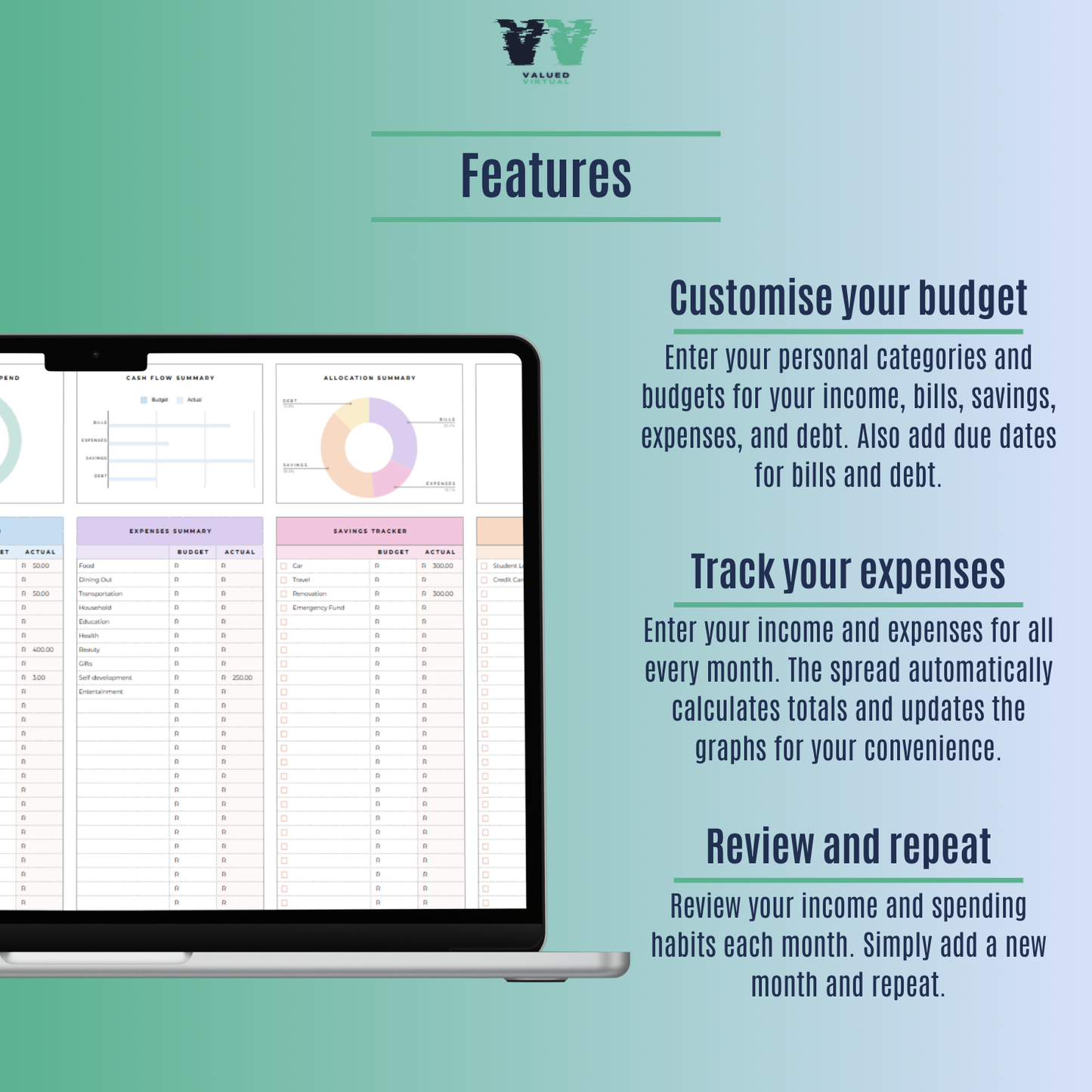 Personal Monthly Budget Tracker